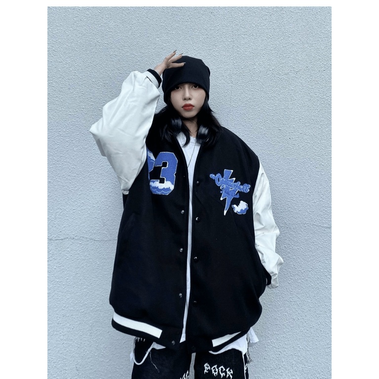 Áo Khoác Nỉ Số 23 Nữ Kiểu Bomber Phong Cách Bóng Chày Hình In Sịn Sò Phối Tay Trắng Form Rộng Mặc Đẹp [NEW UNISEX]