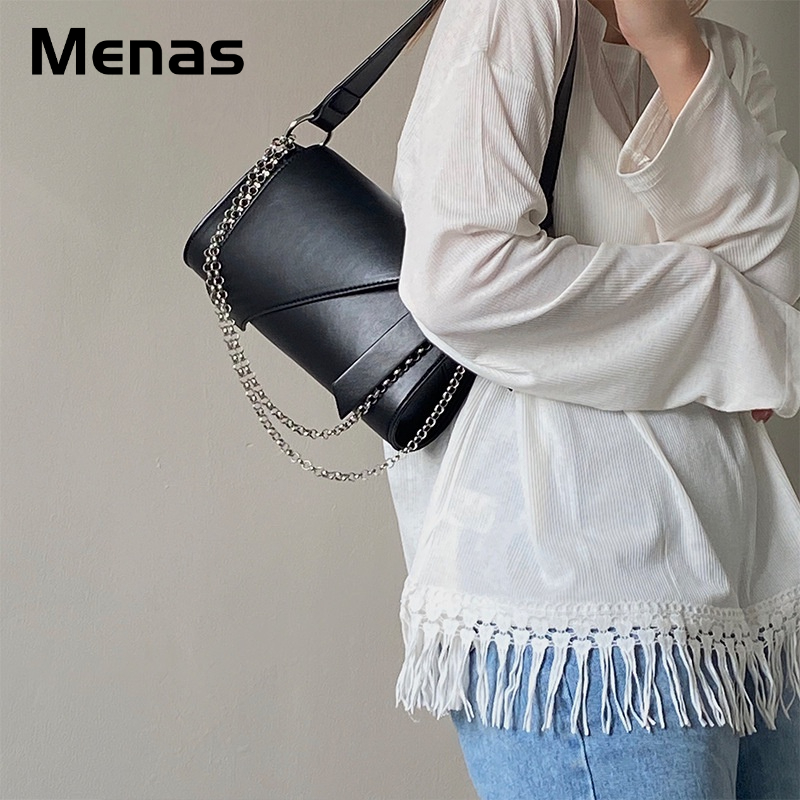 Menas Túi Xách Da PU Màu Trơn Phong Cách Phương Tây Thời Trang Cho Nam