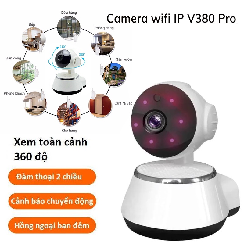 Hình ảnh Camera trong nhà, camera wifi V380 Pro quay 360 độ siêu nét Full HD, đàm thoại 2 chiều, hồng ngoại soi ban đêm #1