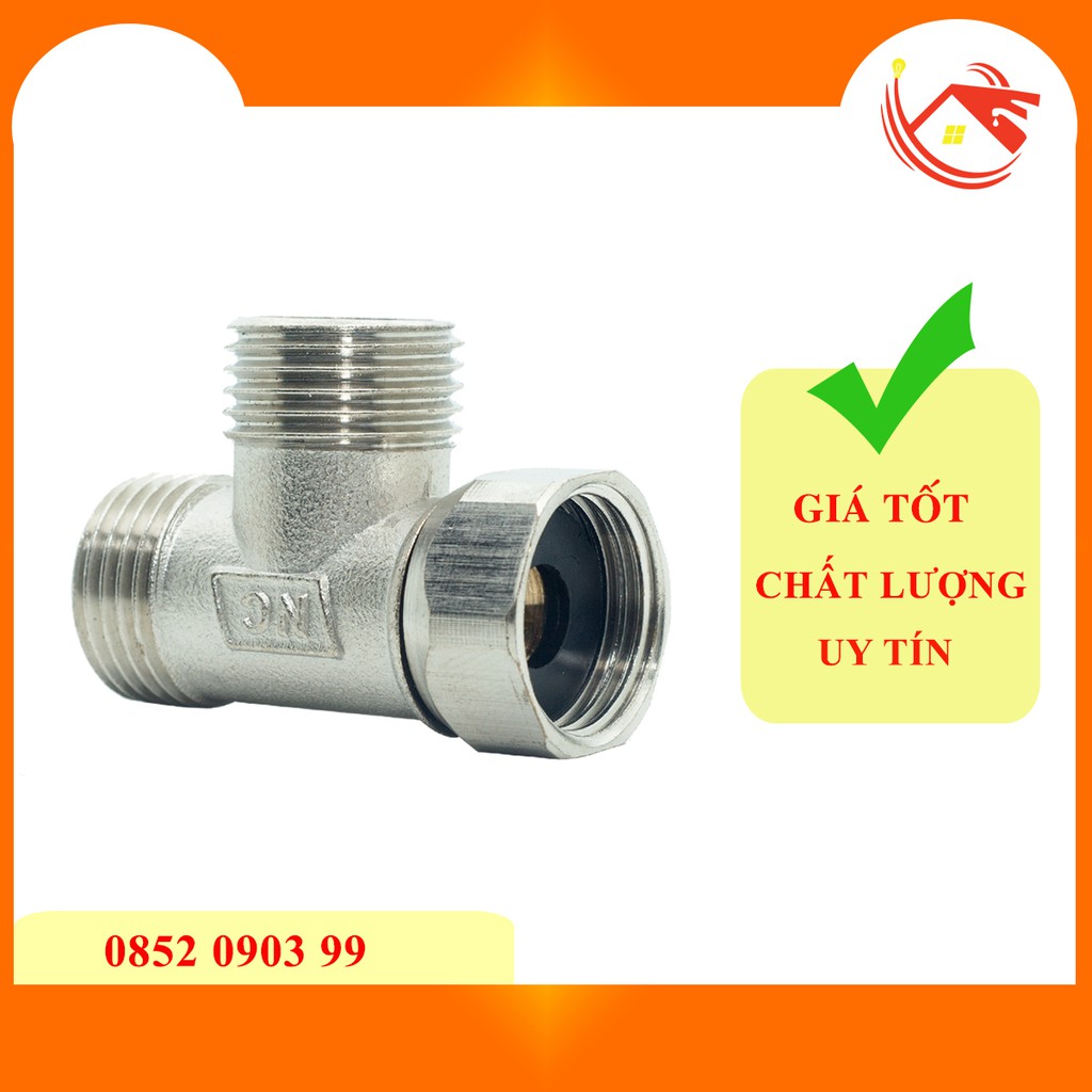 T 1/2 (21), Tê cầu, ngã ba chia nước, tê ba đầu ren ngoài (đúc gân) - Đồng mạ