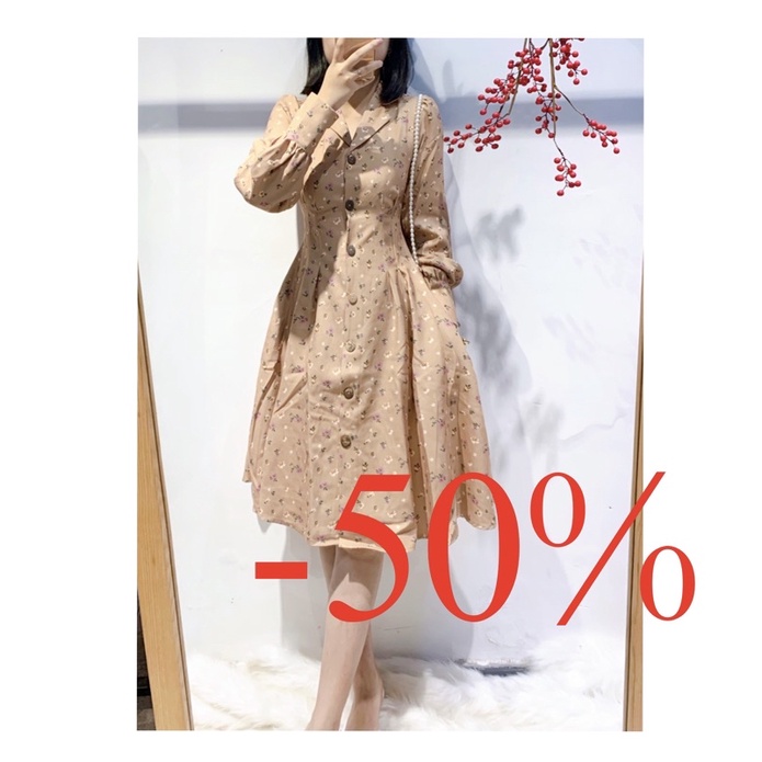 Đầm hoa mùa đông dài tay 1 màu V2634 Aholic