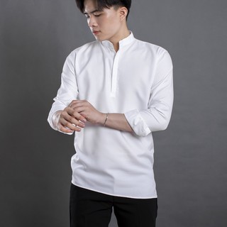 Áo sơ mi tay dài nam LADOS-729, cổ trụ, cách điệu