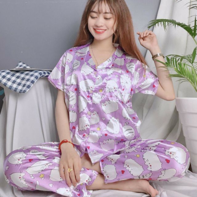 ĐỒ BỘ PHI BÓNG HOẠT HÌNH CUTE DỄ THƯƠNG CHẤT VẢI MỀM Mát TAY NGẮN QUẦN DÀI