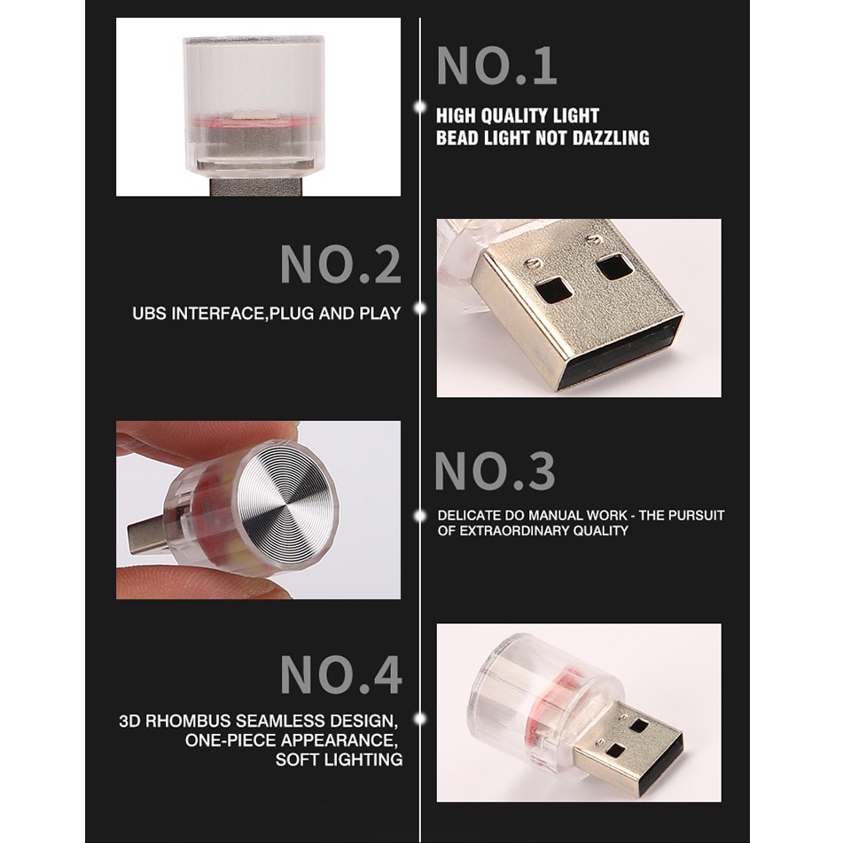 Đèn LED USB Mini Trang Trí Nội Thất Xe Hơi Tiện Dụng