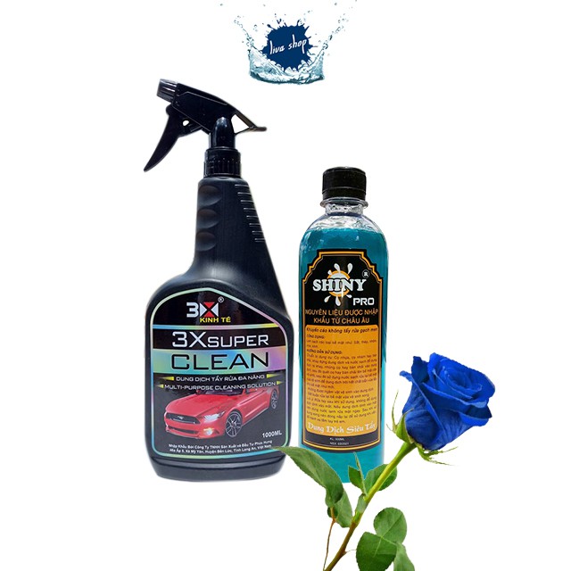 Dung Dịch Nước Tẩy Rửa Xe Máy Đa Năng 3x super clean và Shiny pro, Tẩy Dầu Nhớt, Lốc Máy, Rỉ Sét, Vết Ố Vàng...
