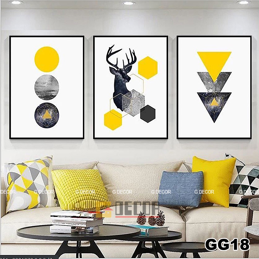 Tranh treo tường canvas con hươu, hươu phong thủy, tranh nai hươu tài lộc trang trí phòng khách, phòng ngủ hiện đại