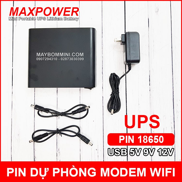 UPS dự phòng modem Wifi 5V 9V 12V 12000mAh