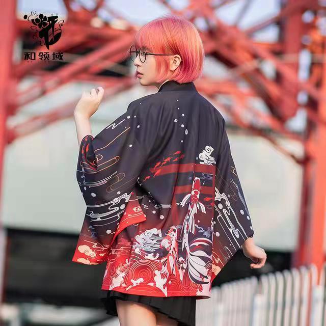 Áo Khoác Kimono Cách Tân Tay Cánh Dơi Dáng Rộng Kiểu Retro Nhật Bản Cá Tính