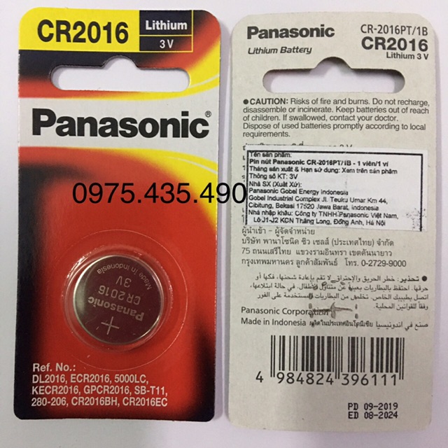Pin CR2016 Panasonic Lithium 3V Cao Cấp Vỉ 1 Viên