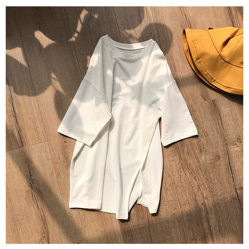 Áo Phông Nữ Cộc Tay Xẻ Tà Không Nhăn Mặc Mát Mùa Hè 2021