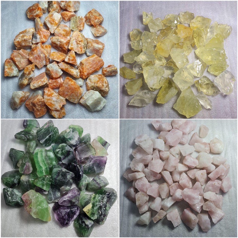 Đá thô tự nhiên nhiều màu sắc 100gr - NATURAL RAW STONES - Fluorite cầu vồng Sunstone Rose Lemon Khói Lapis