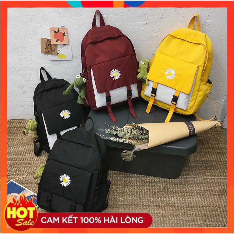 Ba lô nữ đi học đi làm đi chơi cao cấp phong cách Hàn Quốc in hình hoa cúc
