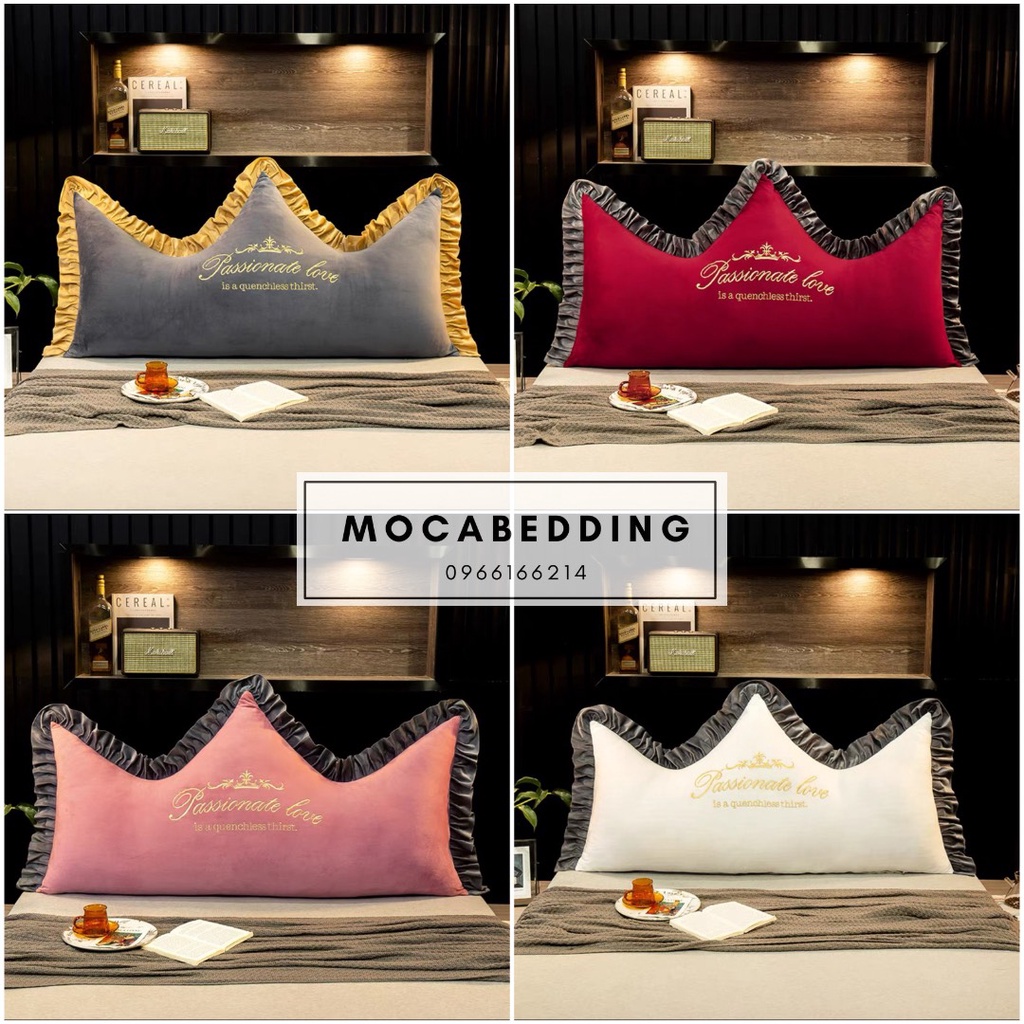 Gối Tựa Đầu Giường Nhập Khẩu Mẫu Passinate Love Sang Chảnh 1m5 / 1m8 chuẩn 3 lớp - Moca Bedding