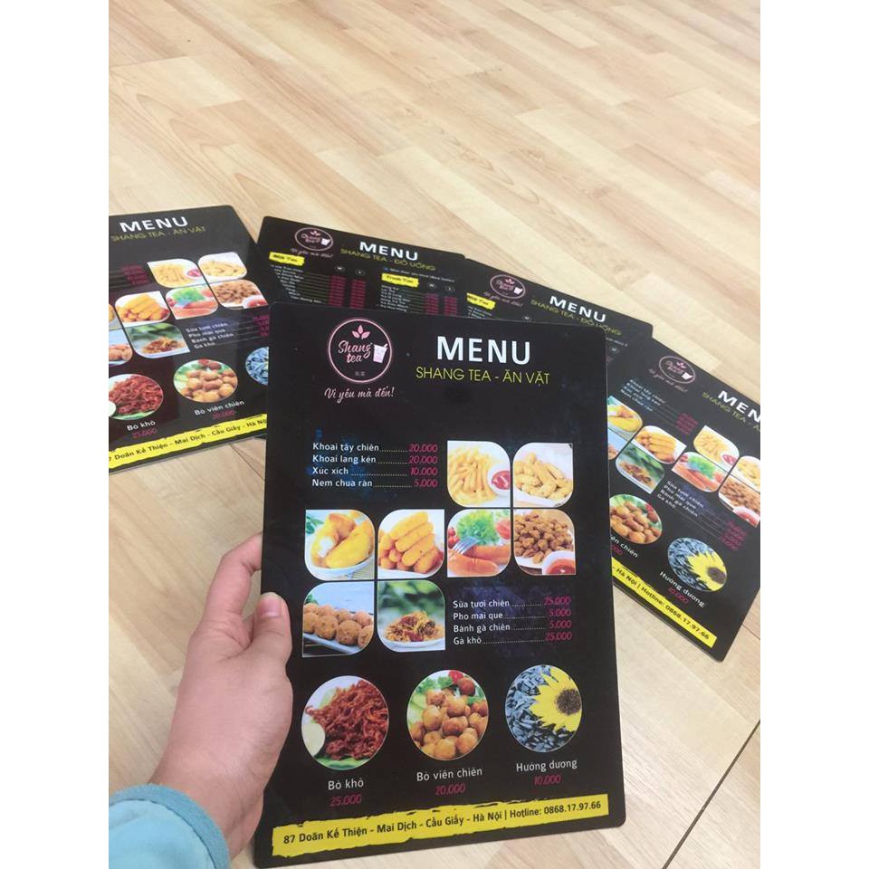 Menu nhựa PVC không thấm nước, không phai màu