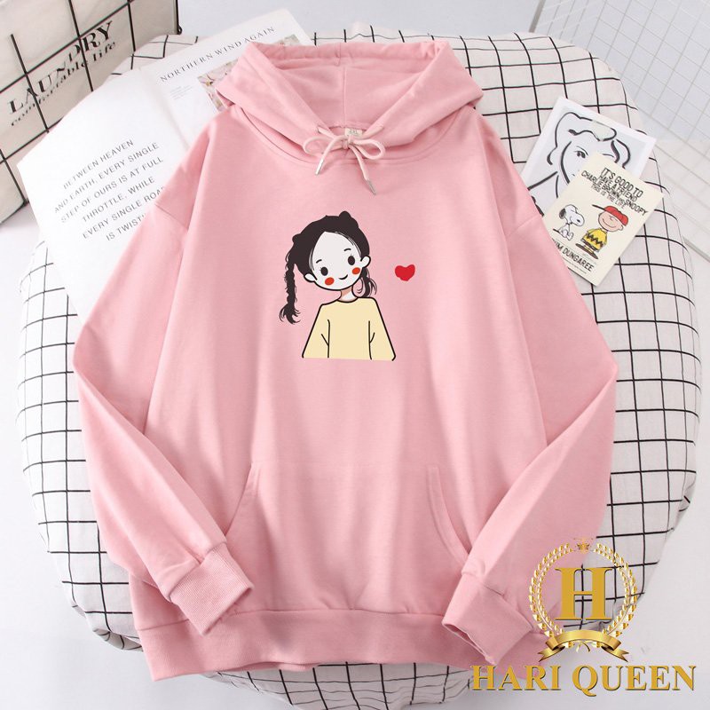 Áo hoodie cô gái kết tóc tim HARI0121