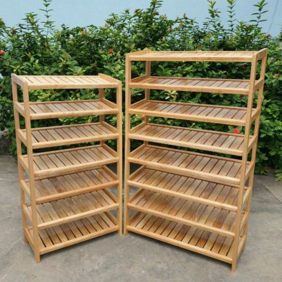 Kệ Giày Dép 3-4-5-6-7-8 Tầng Bằng Gỗ Cao Su Tự Nhiên