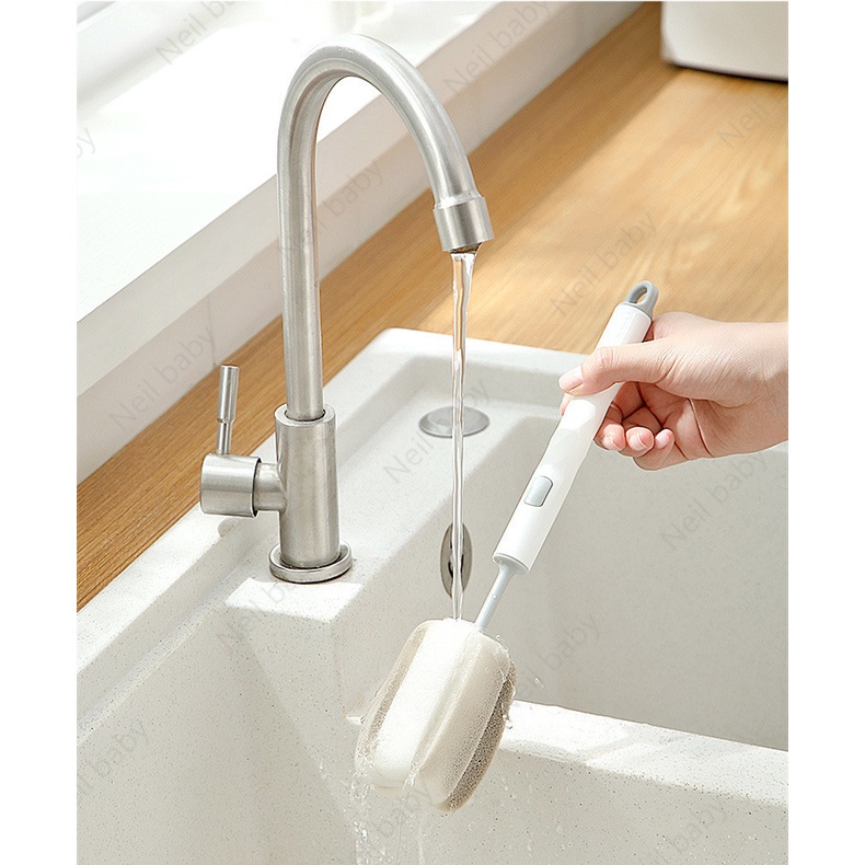 Cọ Vệ Sinh Cốc/Bình Sữa Em Cọ rửa bình sữa mút xốp, đầu mút có thể thay thế