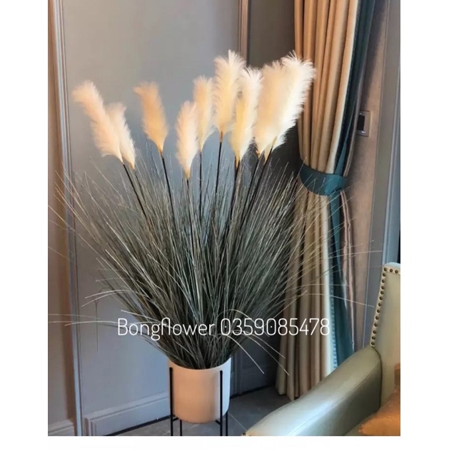 Cành lau giả - Cành lau 5 bông cao 100 cm decor siêu xinh