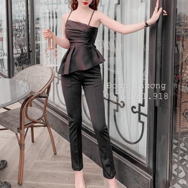 Set áo xếp ly + quần ôm gân