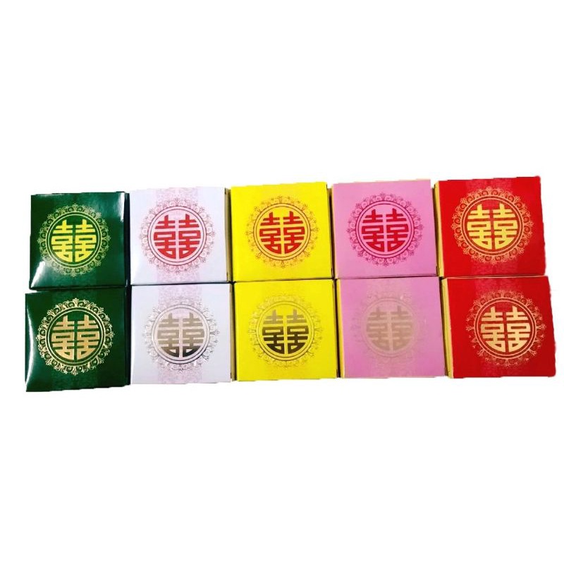 Sỉ 100 vỏ giấy đựng bánh cốm chữ hỷ ép nhũ kt 8x8x3cm