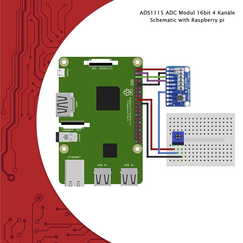 Mô Đun 3X ADS1115 ADC 16Bit 4 Kênh Cho Arduino Và Raspberry Pi