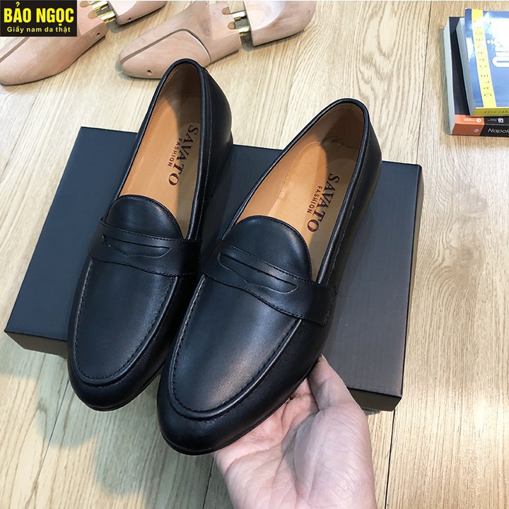 Giày Da Nam Hàn Quốc Đai Đục Đen Trơn, Da mỀM Đế Cao Su Đúc Cao 3cm, Mã K181