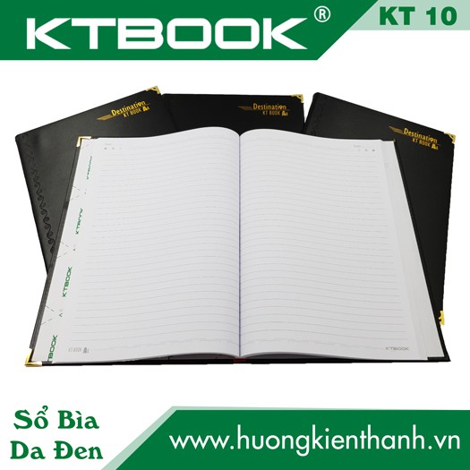 [NEW] Sổ ghi chép Bìa Da Đen Cao Cấp KT 10 Dày dòng kẻ ngang khổ A4 - 200 trang