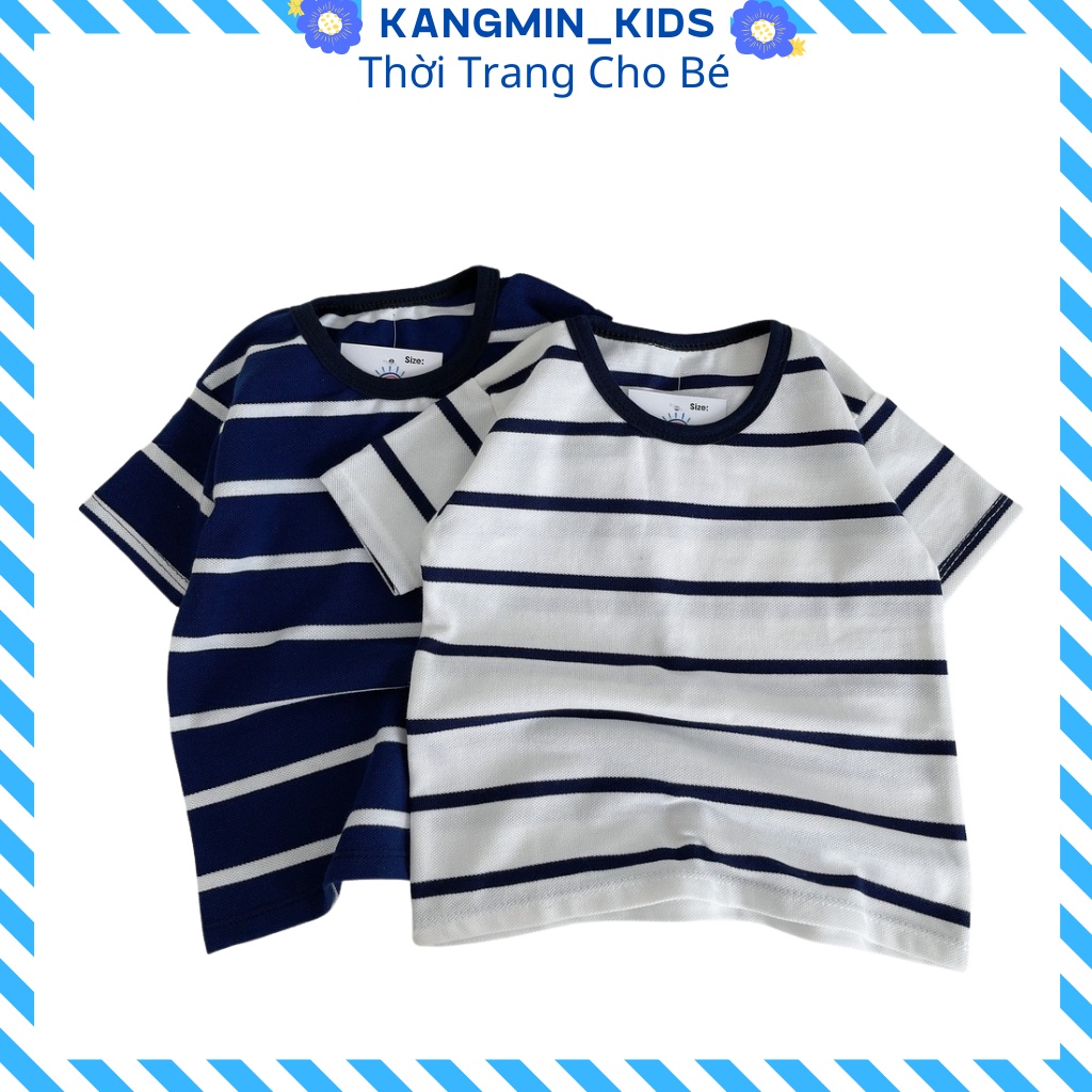 Áo phông cho bé trai Hàn quốc xuất dư xịn Kangmin kids, áo cộc tay bé trai có cổ A002, Áo hè cho bé Từ 12-22kg