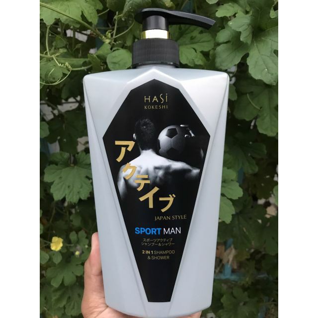 Dầu Tắm Gội Nam Sạch Mụn Lưng, Sạch Gàu Hasi Kokeshi 380g - 550g Sport Active Shampoo &amp; Shower