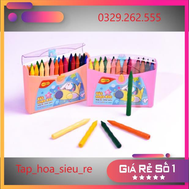 (Rẻ Vô địch) Bút sáp màu hộp nhựa 24 màu Doremon siêu đẹp