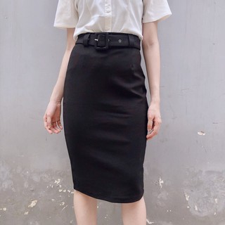 Chân váy bút chì đen kèm belt - VivianStore