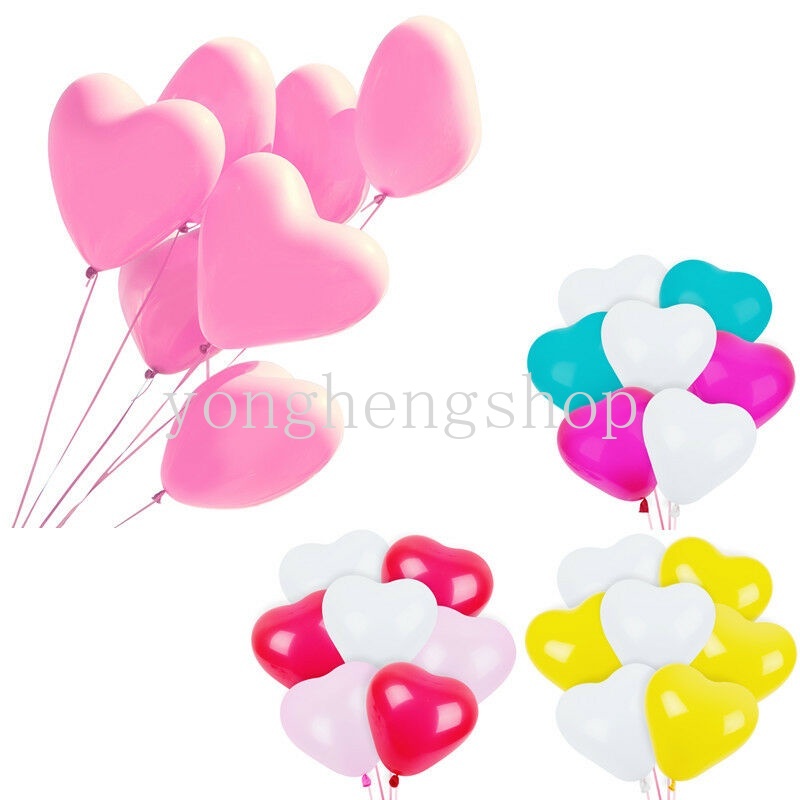 Set 10 Bong Bóng Latex 12 Inch Hình Trái Tim Lãng Mạn Trang Trí Tiệc Sinh Nhật/Tiệc Cưới/Sinh Nhật