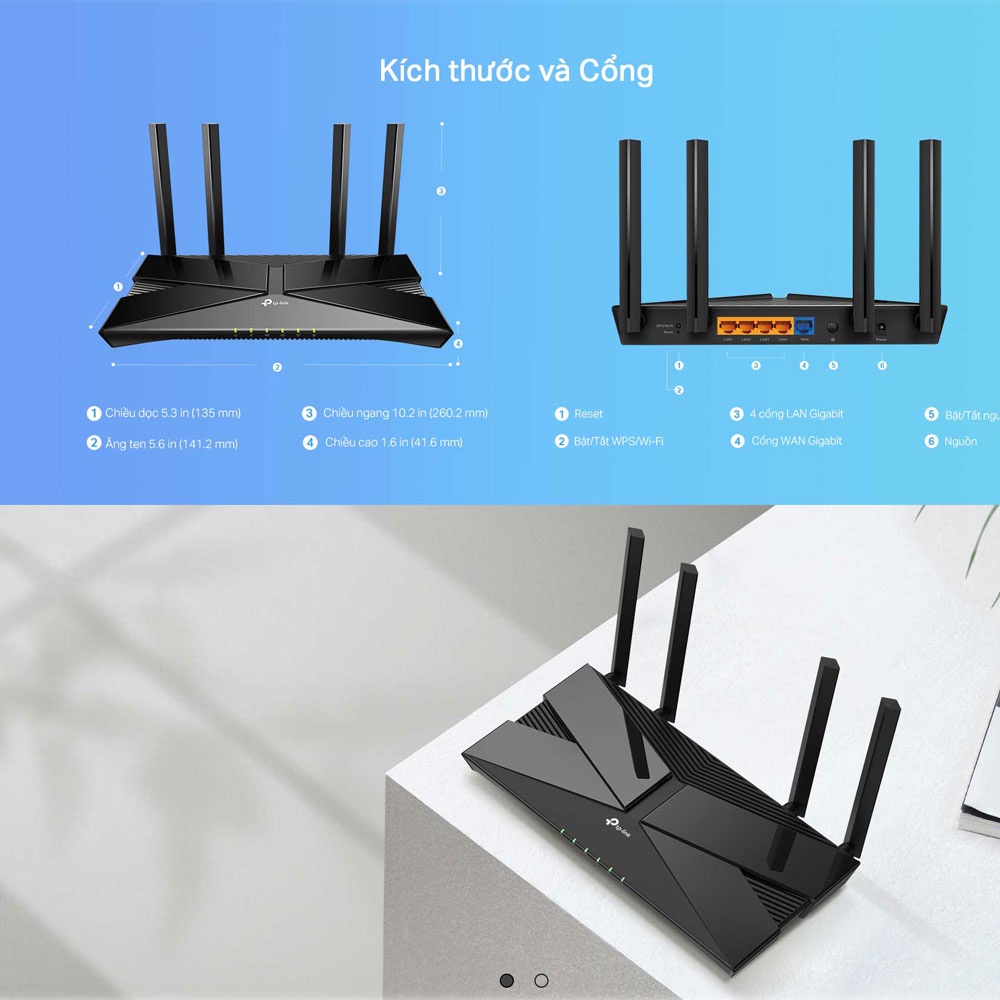 Bộ Phát Router Wifi TP-Link Archer AX23 Wifi 6 Chuẩn AX1800