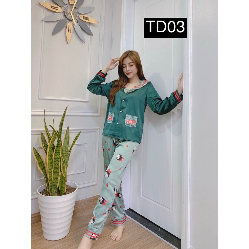 Set Pizama Nữ Mặc Nhà -Đồ Bộ Pijama Ngủ  Đồ Bộ Ngủ Nữ Tay Dài Satin Cao Cấp Phối Kiểu Thể Thao Độc Lạ-Kèm hình thật | BigBuy360 - bigbuy360.vn