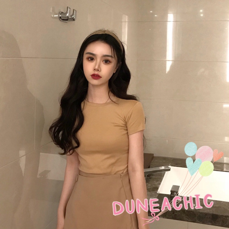 Áo Thun Nữ Tay Ngắn Màu Trơn Thời Trang Trẻ Trung