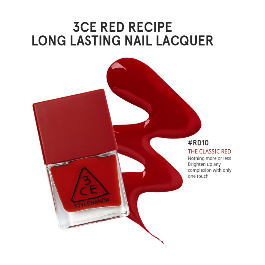 SƠN MÓNG TAY [3CE] RED RECIPE LONG LASTING NAIL LACQUER #RD10