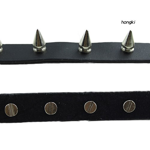 Vòng Cổ Choker Da Nhân Tạo Phối Đinh Tán Phong Cách Gothic Cho Nam Và Nữ