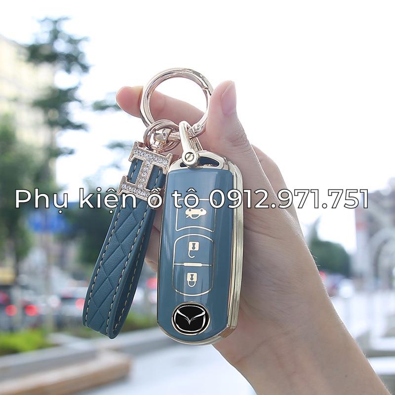 Ốp chìa khoá xe Mazda kiểu dáng mới thời trang (bộ đủ móc khóa + dây da+ thẻ số điện thoại)