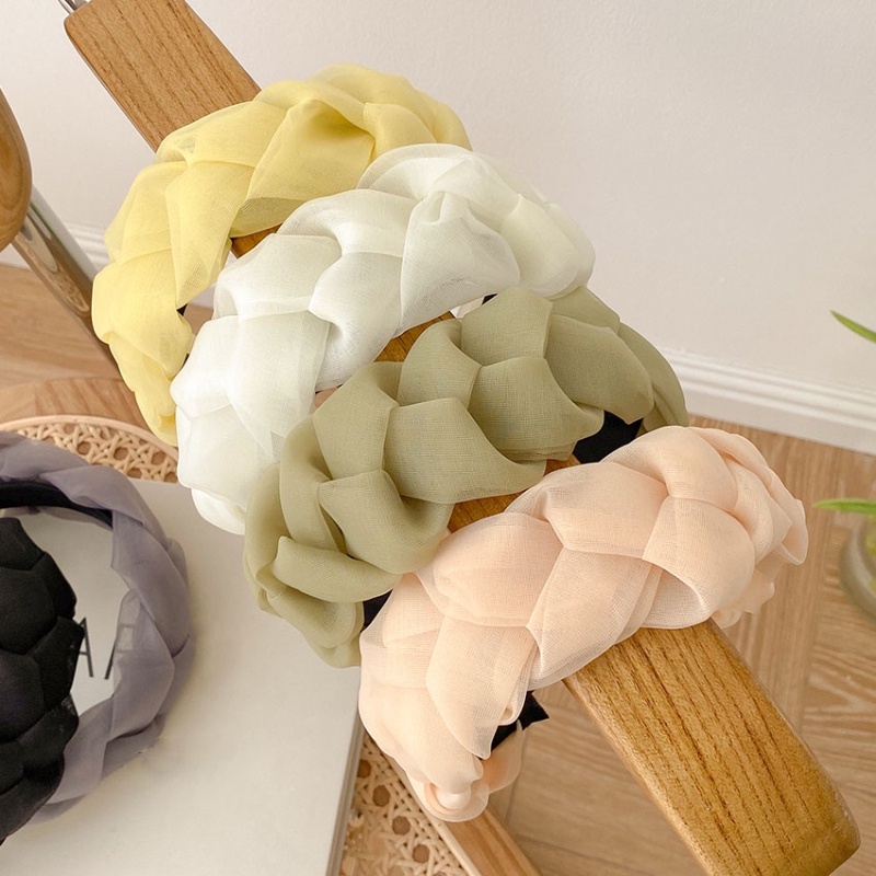 Băng Đô Cài Tóc Bản Rộng Phối Dây Bện Thời Trang Cho Nữ