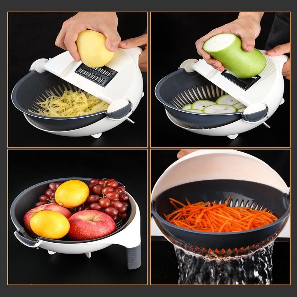 Bộ Dụng Cụ Thông Minh Nạo Rau - Củ - Quả Kèm Rổ 9 Trong 1 Đa Năng - HV Store 411