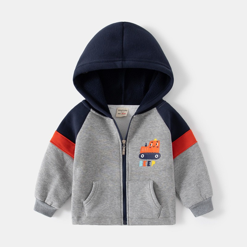 Áo Hoodie cho bé  Wapypy áo nỉ có mũ phối màu siêu ấm 10-35kg QTE111