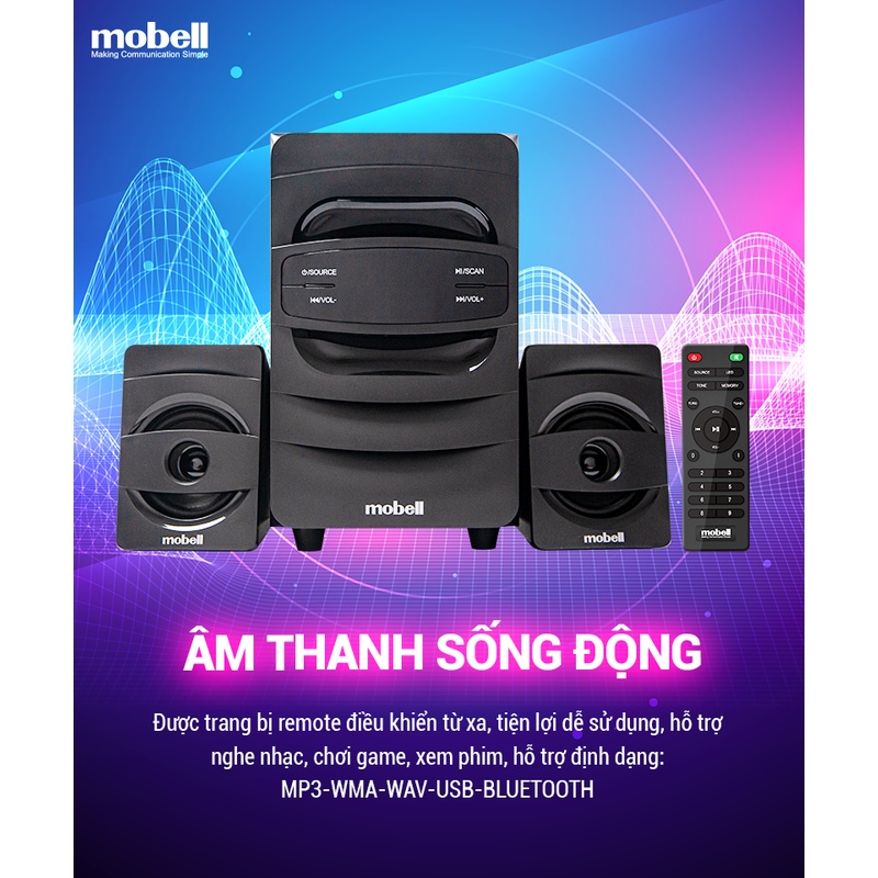 Loa Máy Tính 2.1 Để Bàn Bluetooth USB Thể Nhớ SD FM Romote Loa mobell MB-6200 Bỏa Hành 12 Tháng