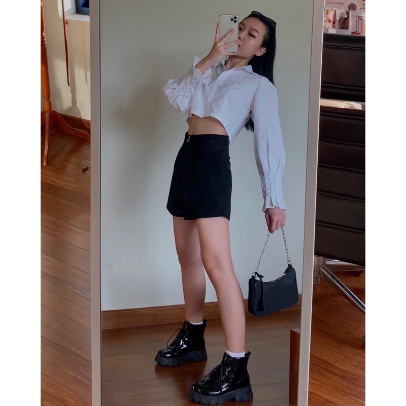 Áo Sơ Mi Croptop Tay Dài
