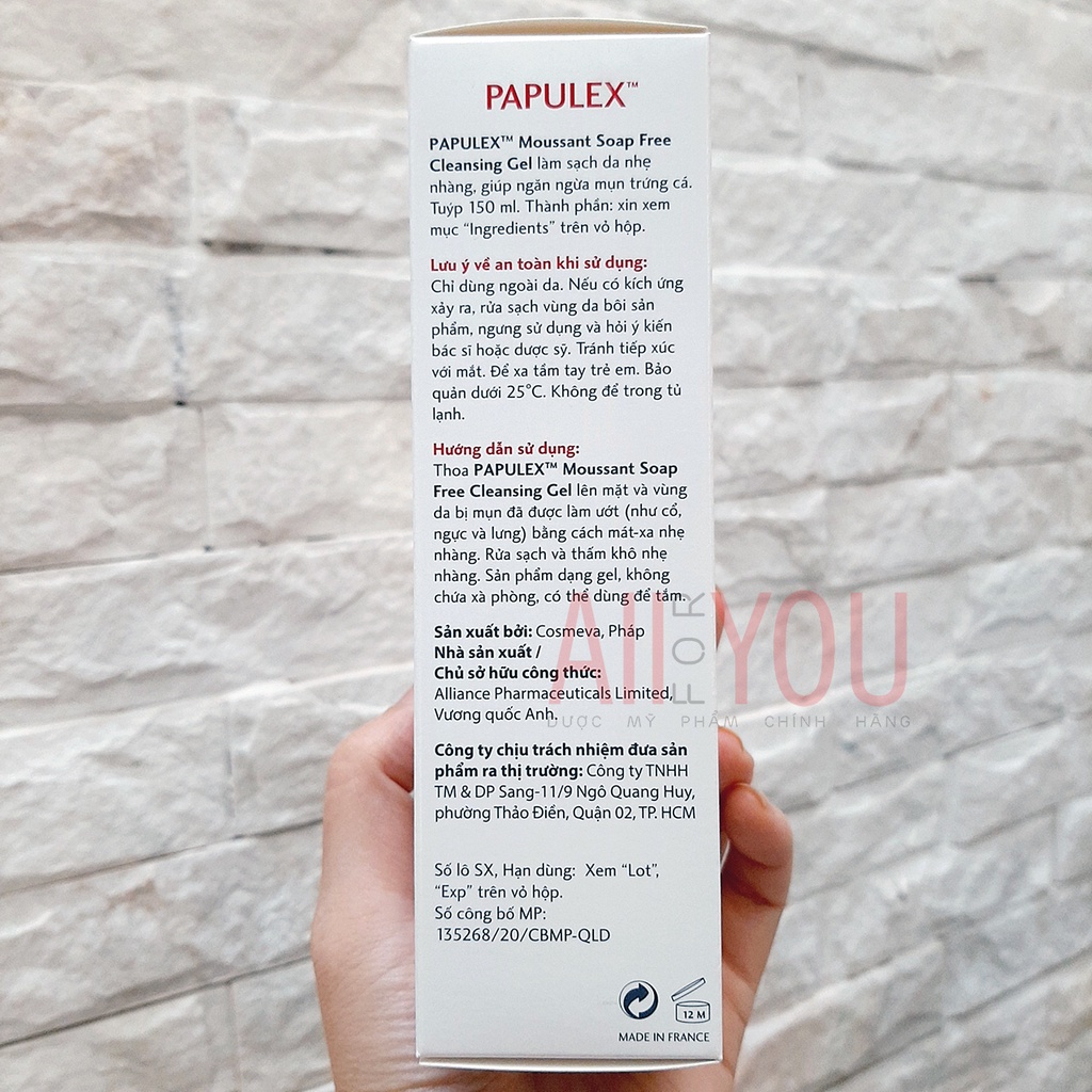 PAPULEX Moussant Soap Free Cleansing Gel 150mL - Sữa Rửa Mặt Ngăn Ngừa & Giảm Mụn Trứng Cá.