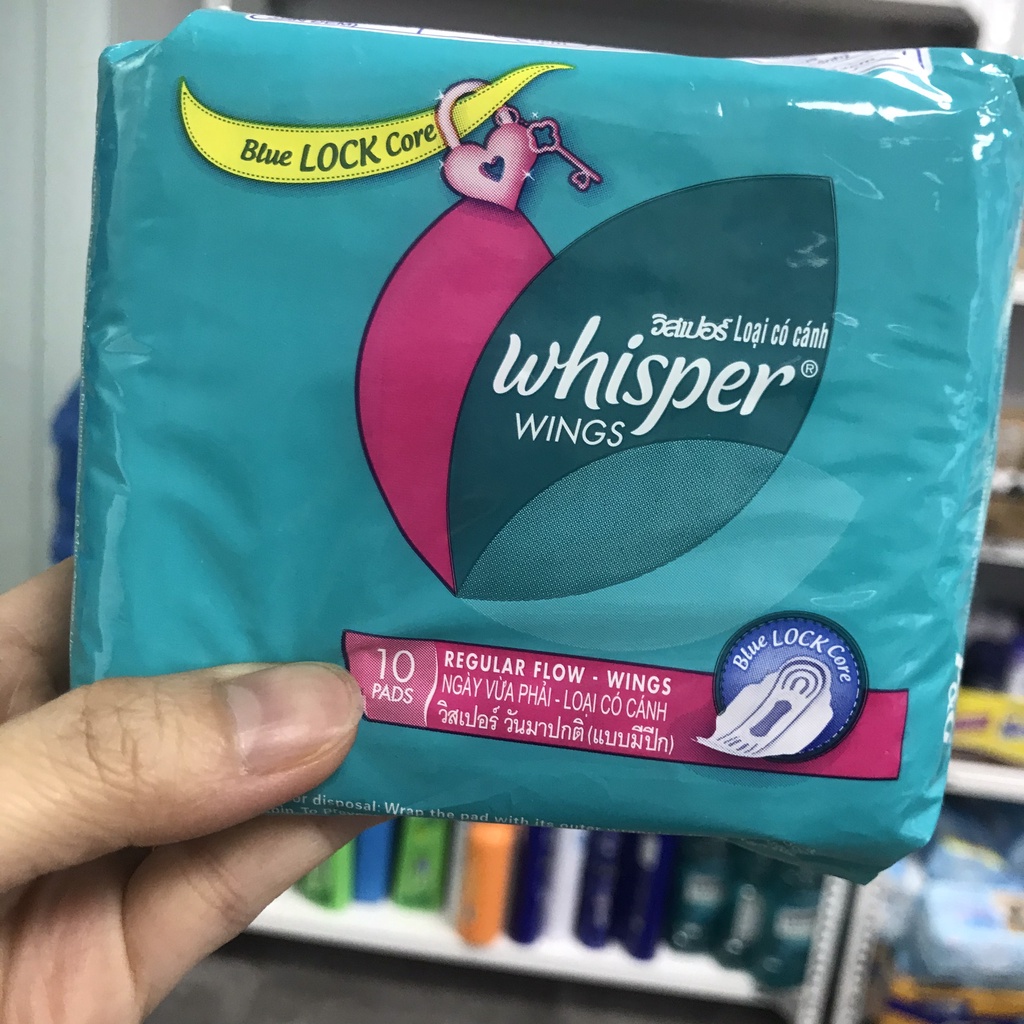 Whisper Wing Regular Flow cánh loại dày 10 miếng băng vệ sinh