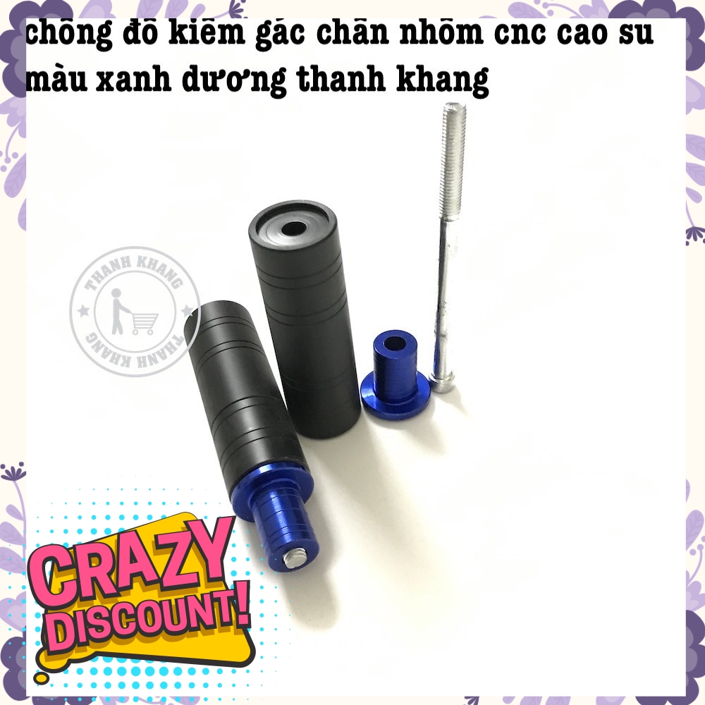 Chống đổ kiêm gác chân nhôm CNC cao su màu xanh dương THANH KHANG 006001430