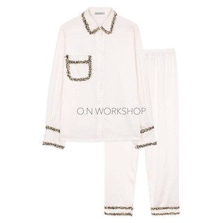 Set Pyjama lụa cổ ruy băng nhỏ 2 màu cao cấp