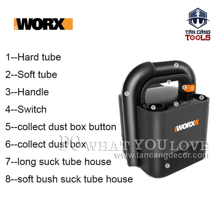 Body Máy Hút Bụi Mini Worx WX030.9 20V