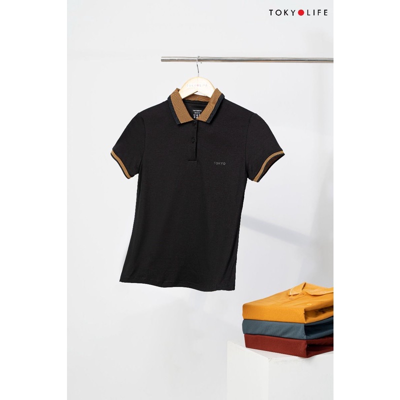 Áo Polo Nữ GOLD phông cộc tay, vải cotton kháng khuẩn cổ kẻ sọc nhỏ TOKYOLIFE I9POL806K