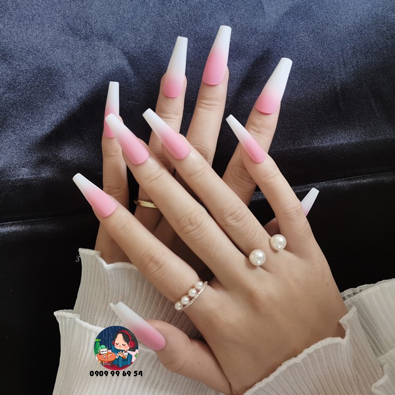 Móng Giả - Nail Siêu Dài [Đóng Hộp 24 Chiếc Đủ Size - Sẵn Keo Và Dụng Cụ] - Pink Lake JP1372